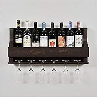 Wooden Wall Hanging Design Bar | Bar Cabinets for Home | Mini Bar for Home | Solid Wood Make Wine Storage Cabinet with Glass Hanging Space-Walnut Finish