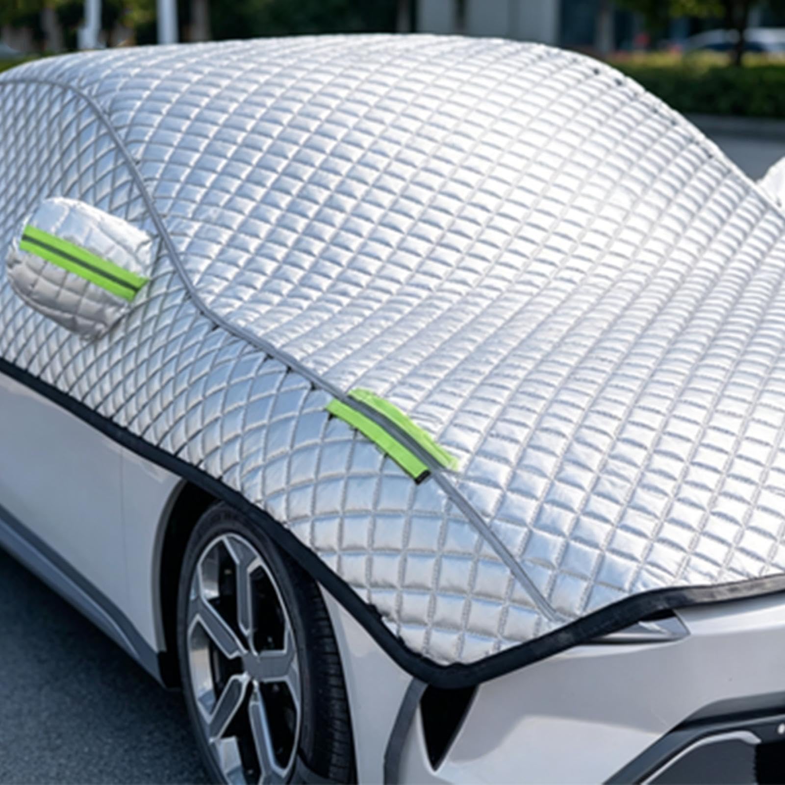 Telo Copriauto Parziale Scudo Pesante Antineve E Antipioggia Resistente | Mezzo Copriauto Superiore Per Protezione Da Sole UV Pioggia Brina Berlina Veicolo Auto Esterno Tetto Pickup