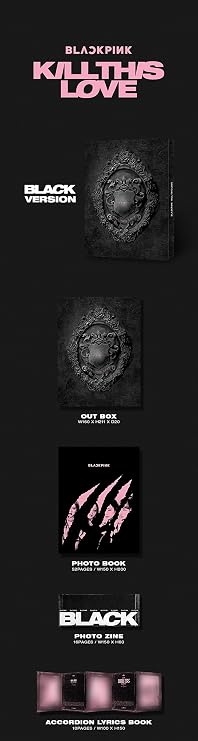 Blackpink 2nd Mini Album [Kill This Love] [Black Ver. + Pink Ver. Set] - Pack of 2CD, 2Photobook, Photocards, 2Folded Poster with Pre Order Benefit, Extra Decorative Sticker Set, Photocard Set