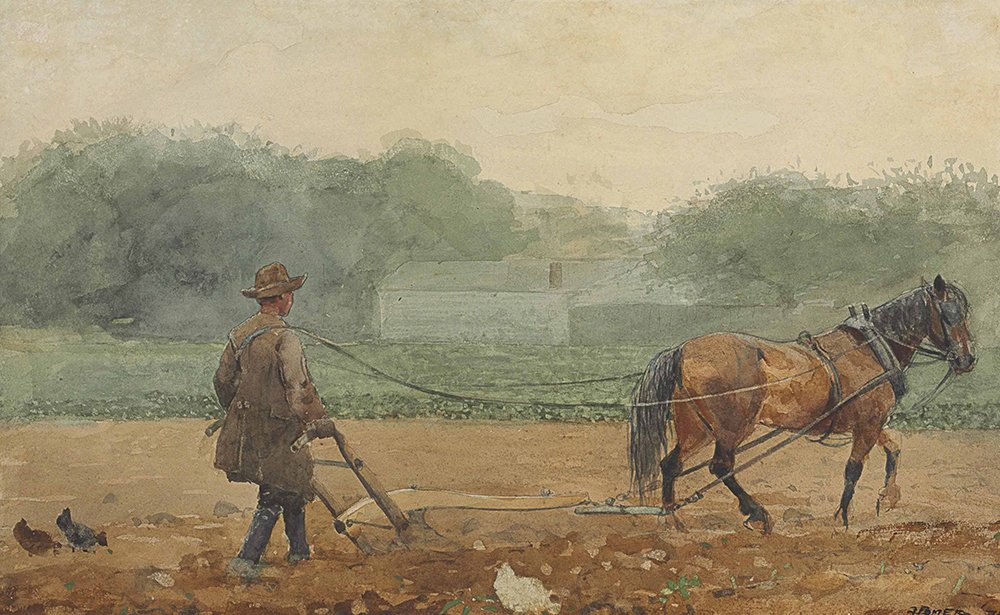 Lámina pequeña Winslow Homer The Plowman para decorar paredes estrechas con marco