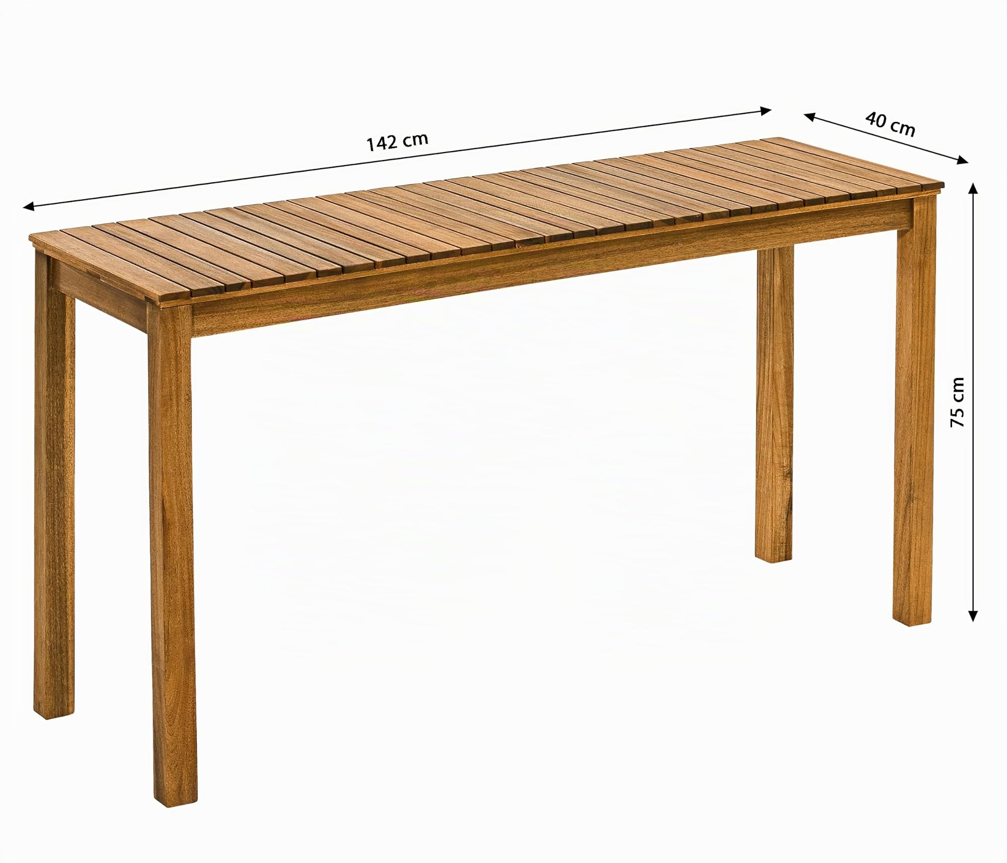 Dehner Table de Balcon Macao, env. 142 x 75 x 40 cm, Bois d'acacia FSC, Naturel