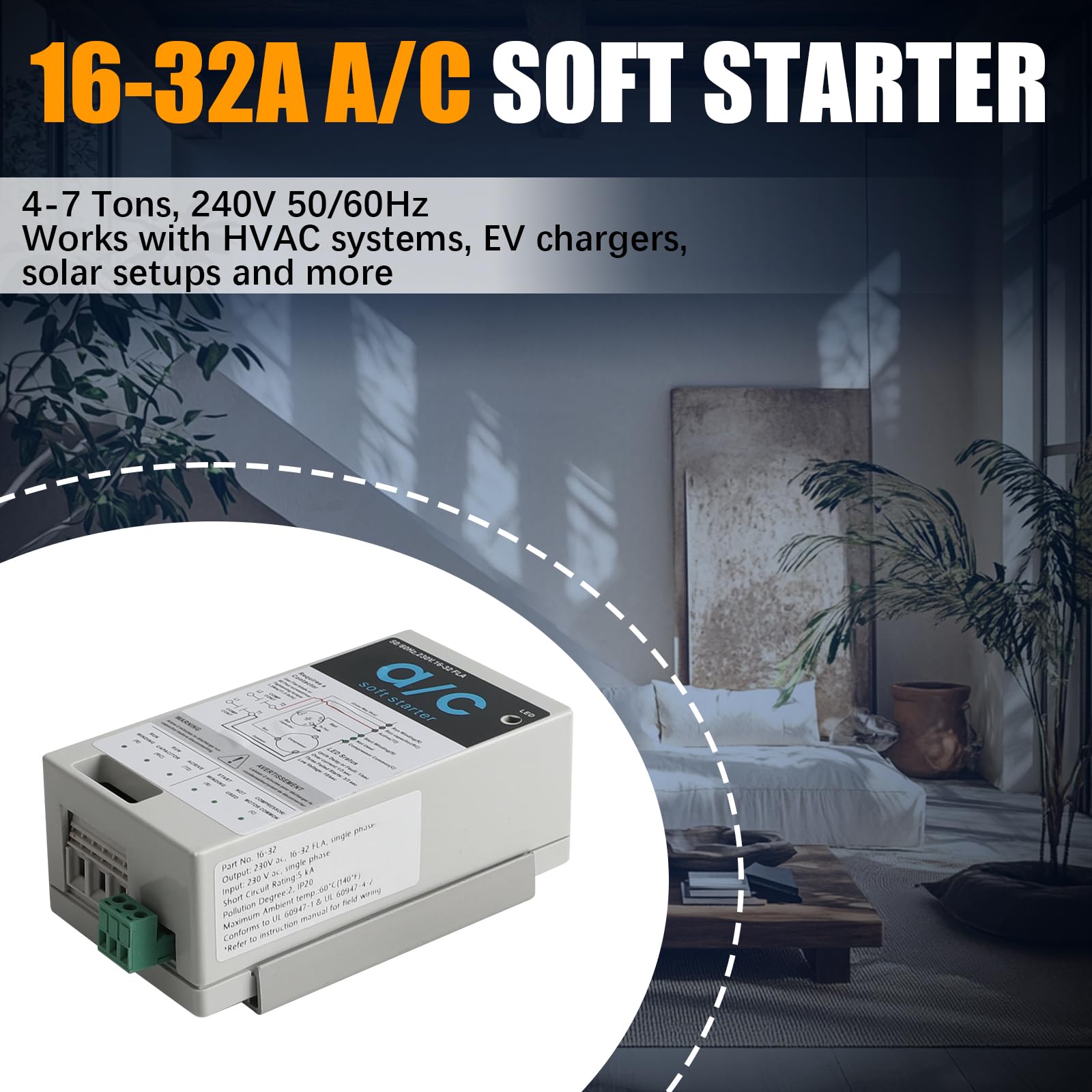 16-32A Soft Start Module per 4-7 tonnellate condizionatori d'aria HVAC residenziali, protezione inversa motore, kit di avviamento graduale AC sostituire per il sistema del generatore
