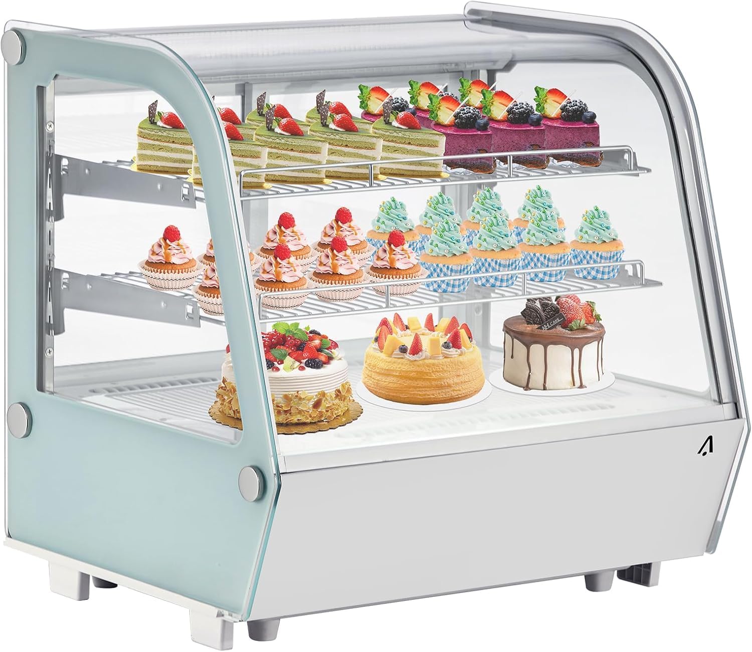 Towallmark Commercial Refrigerator Display Case, 4.2 Cu.Ft. Refrigerated Display Case, Cake Fridge Countertop Pastry Display with Rear Sliding Door, LED Light, Adjustable Shelves