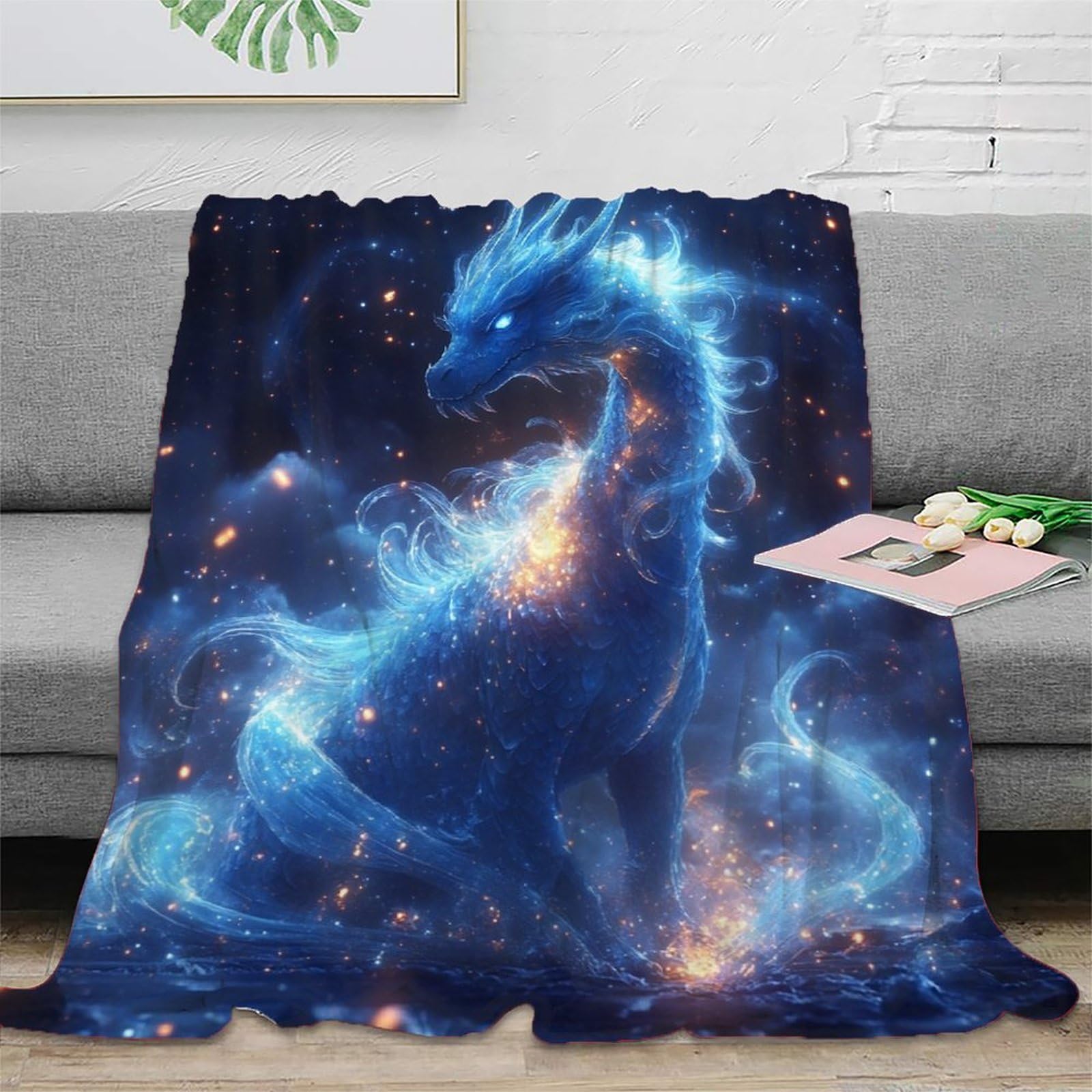 Jeté de canapé dragon 3D chaud microfibre grand plaid fantastique et compact pour lit