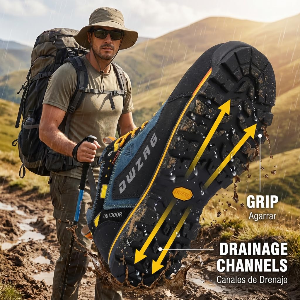 SANANG Uomini Scarpe da Trekking all'aperto, Sport Pelle Alpinismo Trekking Caccia Scarpe Sportive