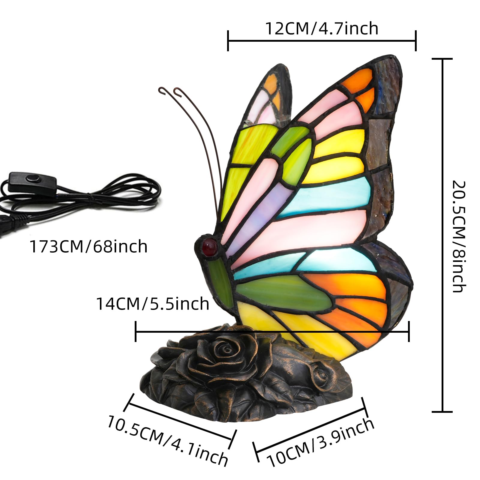Tiffany Style Schmetterling Lampe Bunte Glasmalerei Tischlampe Kleine Nachttischlampe für Mädchen Oma Mütter Tag Geschenke