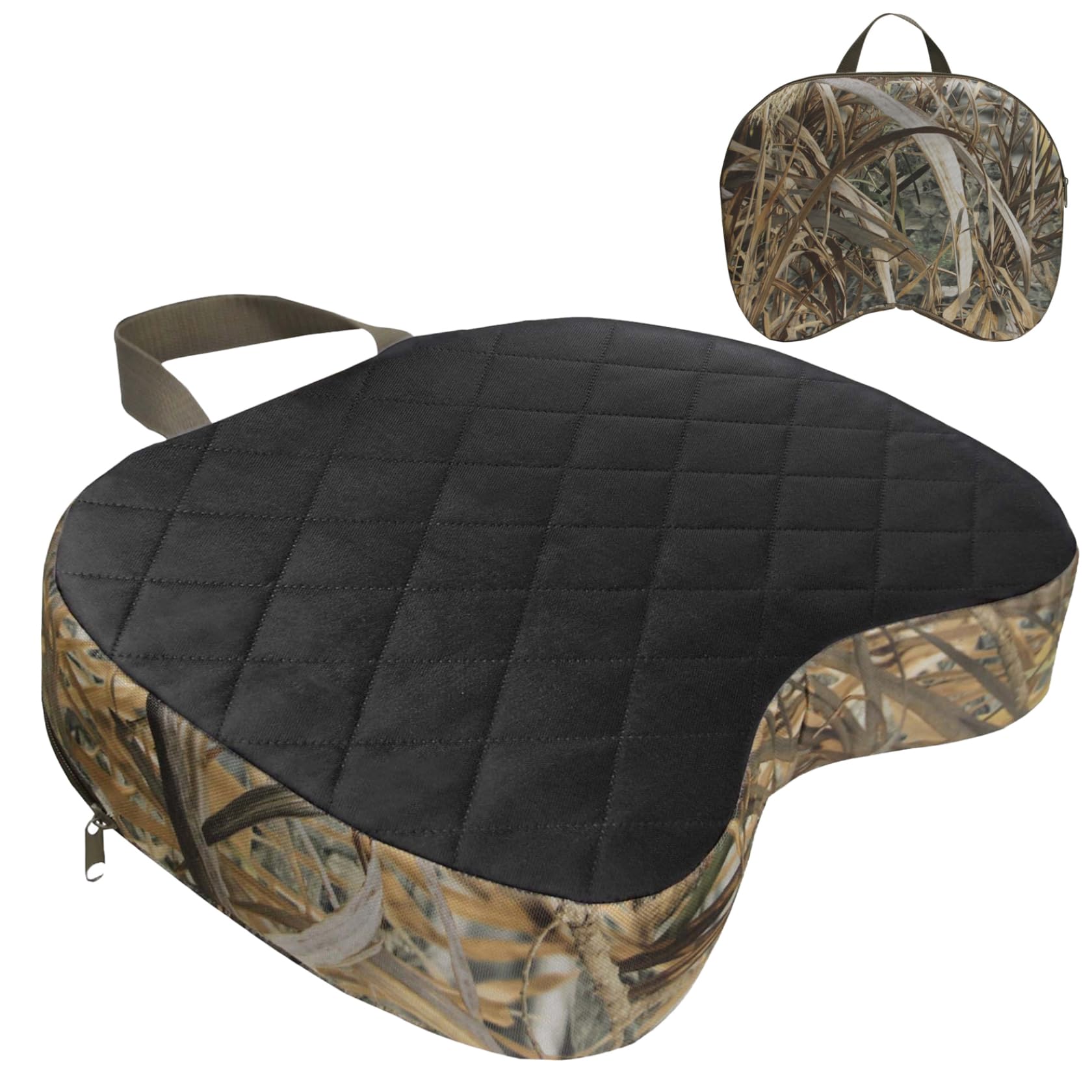 Outdoor-Sitzkissen, wasserdicht, tragbar, Camouflage, Camping-Sitzpolster mit Griff und Karabiner, abnehmbares Schwamm-Sitzpolster mit Reißverschluss für Angeln, Stadion, Outdoor-Aktivitäten, tragb