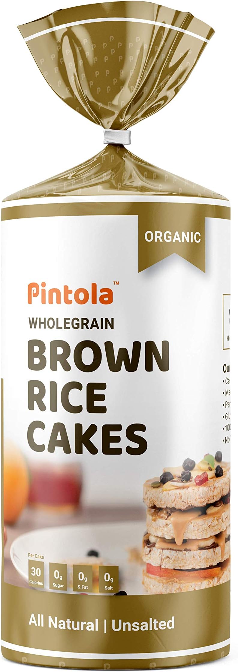 Pintola Organic Wholegrain Brown Rice Cakes (All Natural Unsalted) (Pack Of 1)