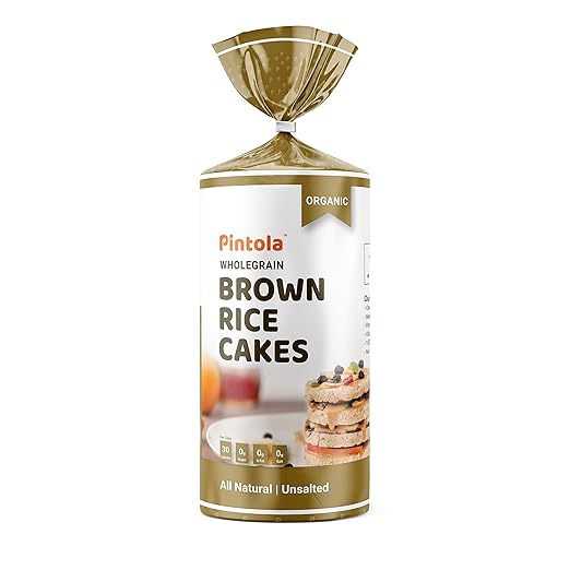 Pintola Organic Wholegrain Brown Rice Cakes (All Natural, Unsalted), 125 g