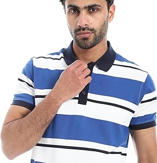 تيشرت بولو مخطط بأكمام قصيرة للرجال من بافون