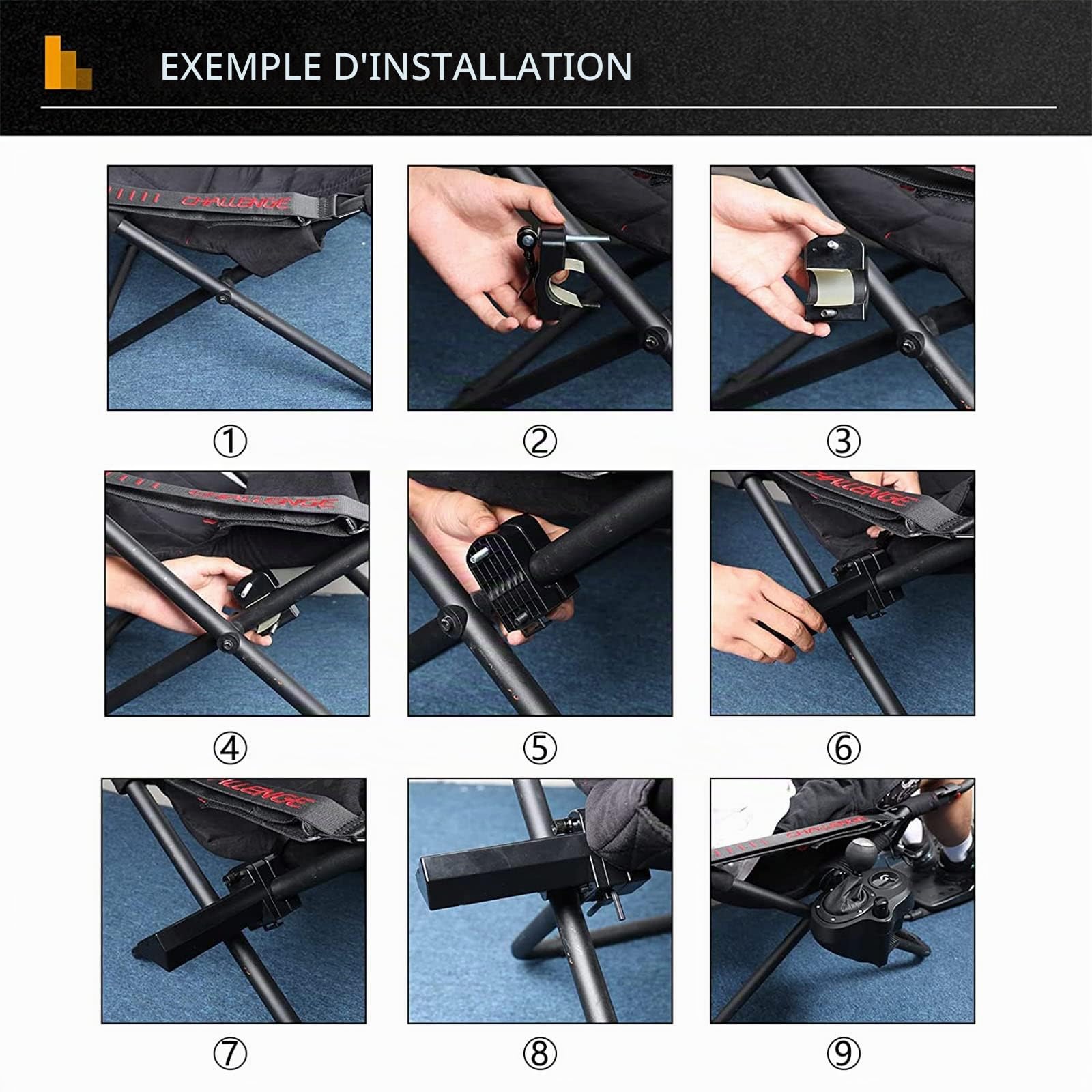 Support de levier de vitesse droit compatible avec Logitech G25 G27 G29 G920 pour volant de course de jeu, support de levier pour accessoires de chaise Playseat Challenge
