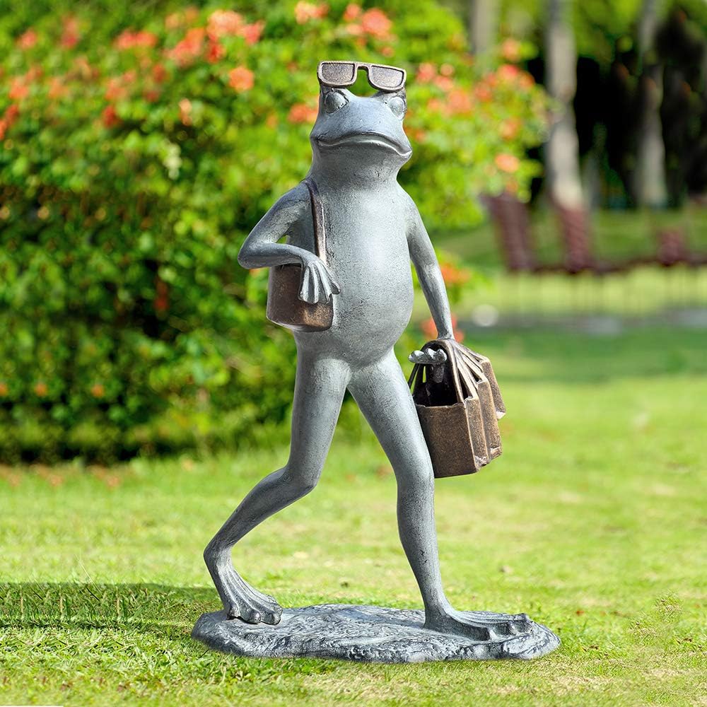 SPI Suave Sassy Shopper Frog Garden Sculpture 34868