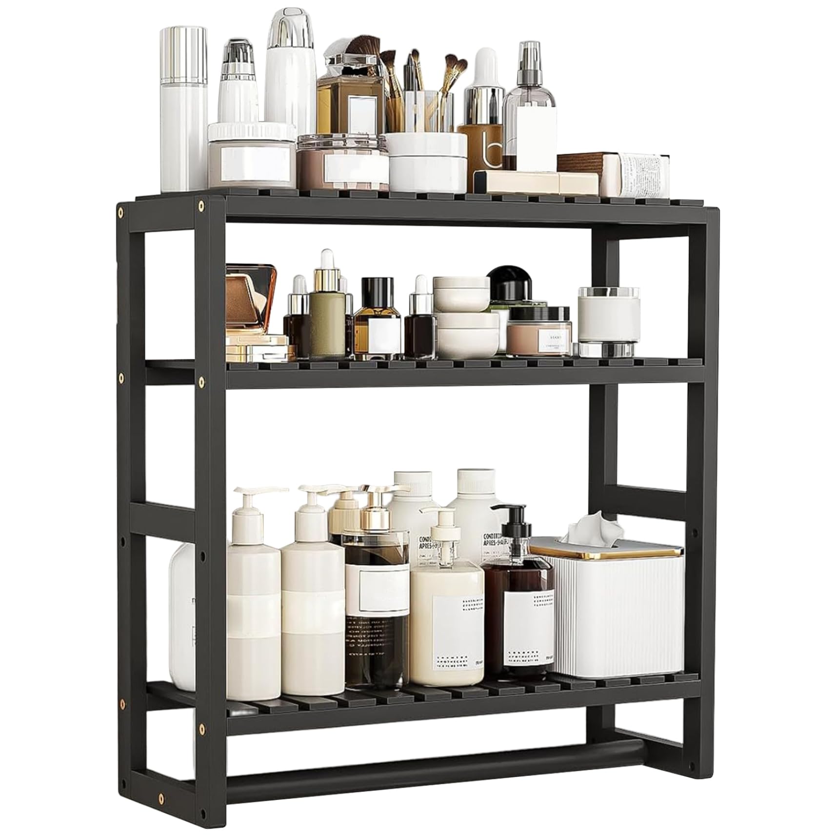 Organisateur salle de bain sur toilettes avec rangement à triple niveau robuste