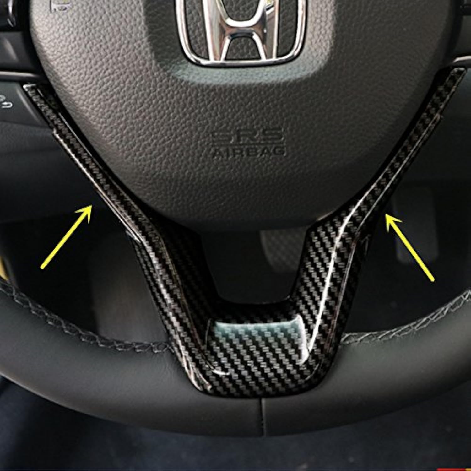 Carbon Fiber Print Interior Trim Air Vent Outlet Steering Wheel Gear Shift Knob for Honda Accord 10th 2018 2019 2020 2021 (Steering Wheel Trim)