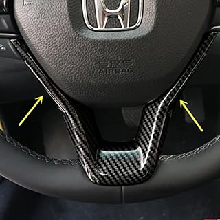 Carbon Fiber Print Interior Trim Air Vent Outlet Steering Wheel Gear Shift Knob for Honda Accord 10th 2018 2019 2020 2021 (Steering Wheel Trim)