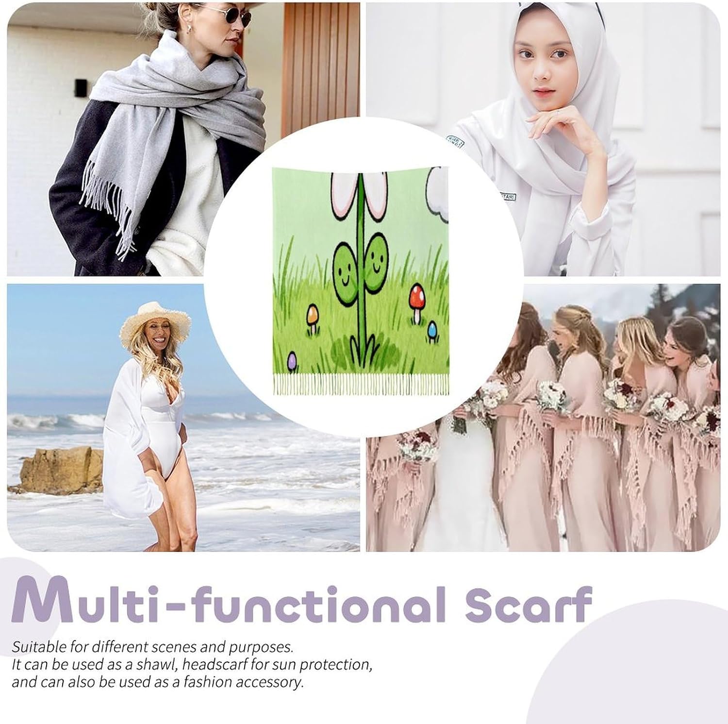 Little Daisy Flower Scarfs for Man Women Winter Scarf Long Shawl Wraps Fashion Classic Tassel Scarfs Soft Blanket Scarves