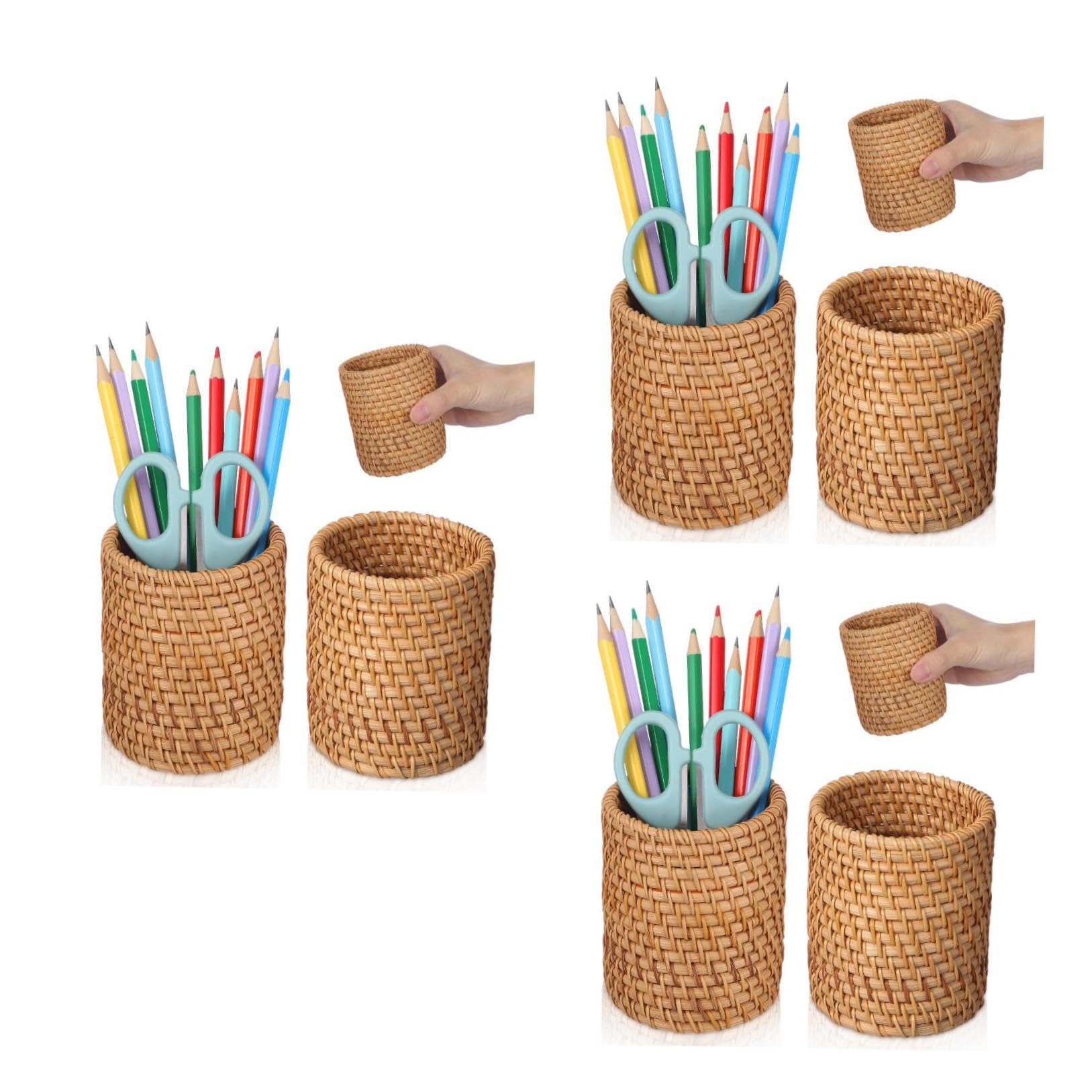 Porte-crayons rotin Tofficu pour en finir avec le désordre des fournitures