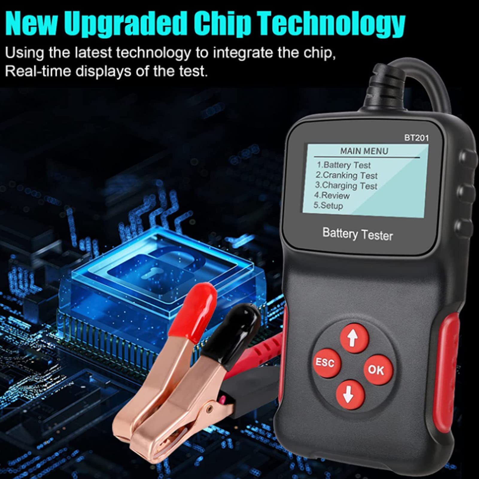 VOBOR Probador de Baterías Car Wester 12V Automagen Auto Analyzer 100 CCA a 2000 CCA para Motocicleta SUV de Buques de Camiones