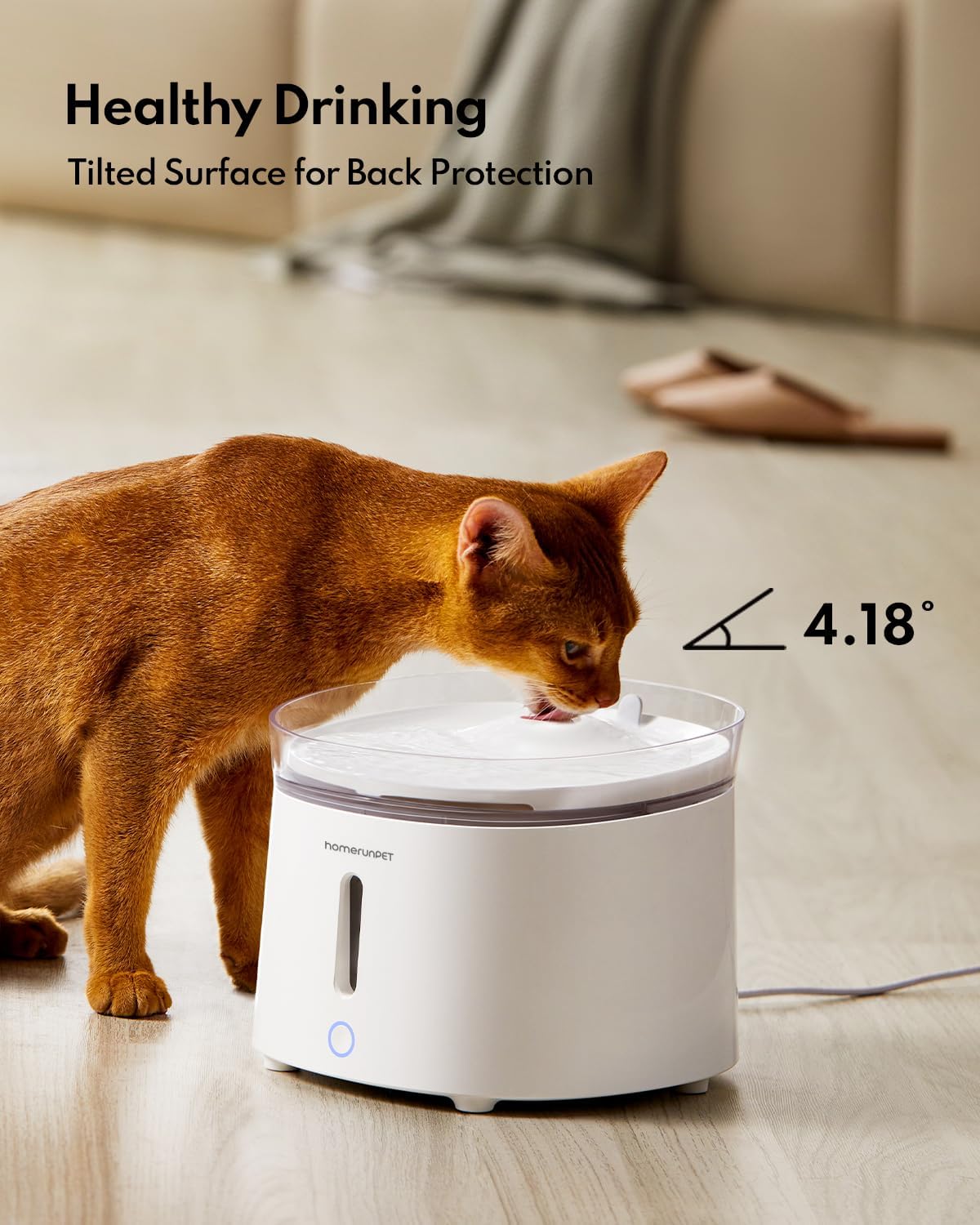 Homerunpet Fontanella per Gatti con Pompa Senza Fili, 2L Ultra Silenziosa Fontana per Gatti e Cani, Facile da Pulire e Montare Fontanella Gatti, Luce LED Intelligente, Filtri Inclusi