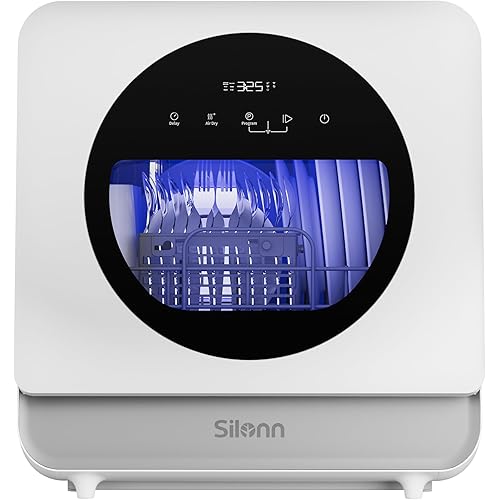 Silonn Portable Countertop Dishwasher, Smart App Control, Triple-Jet Cleaning, Built-In Dual Supply &Water Tank. Compact for Apartment, RV, Dorm