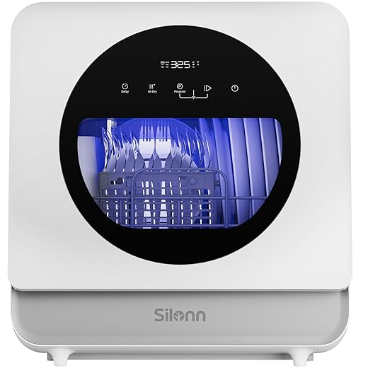 Silonn Portable Countertop Dishwasher, Smart App Control, Triple-Jet Cleaning, Built-In Dual Supply &Water Tank. Compact for Apartment, RV, Dorm