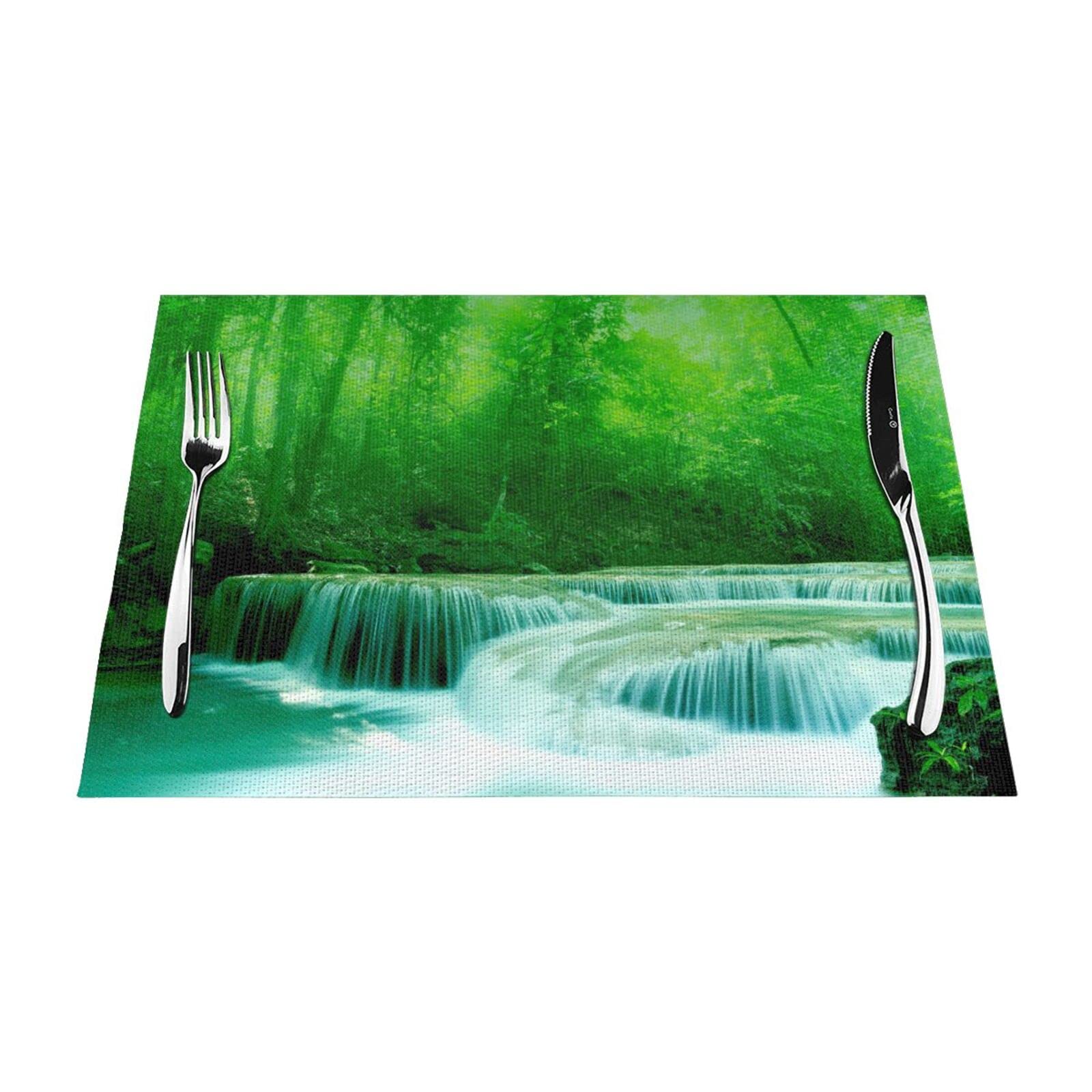 Set de table de cuisine au motif petites cascades en PVC tissé résistant
