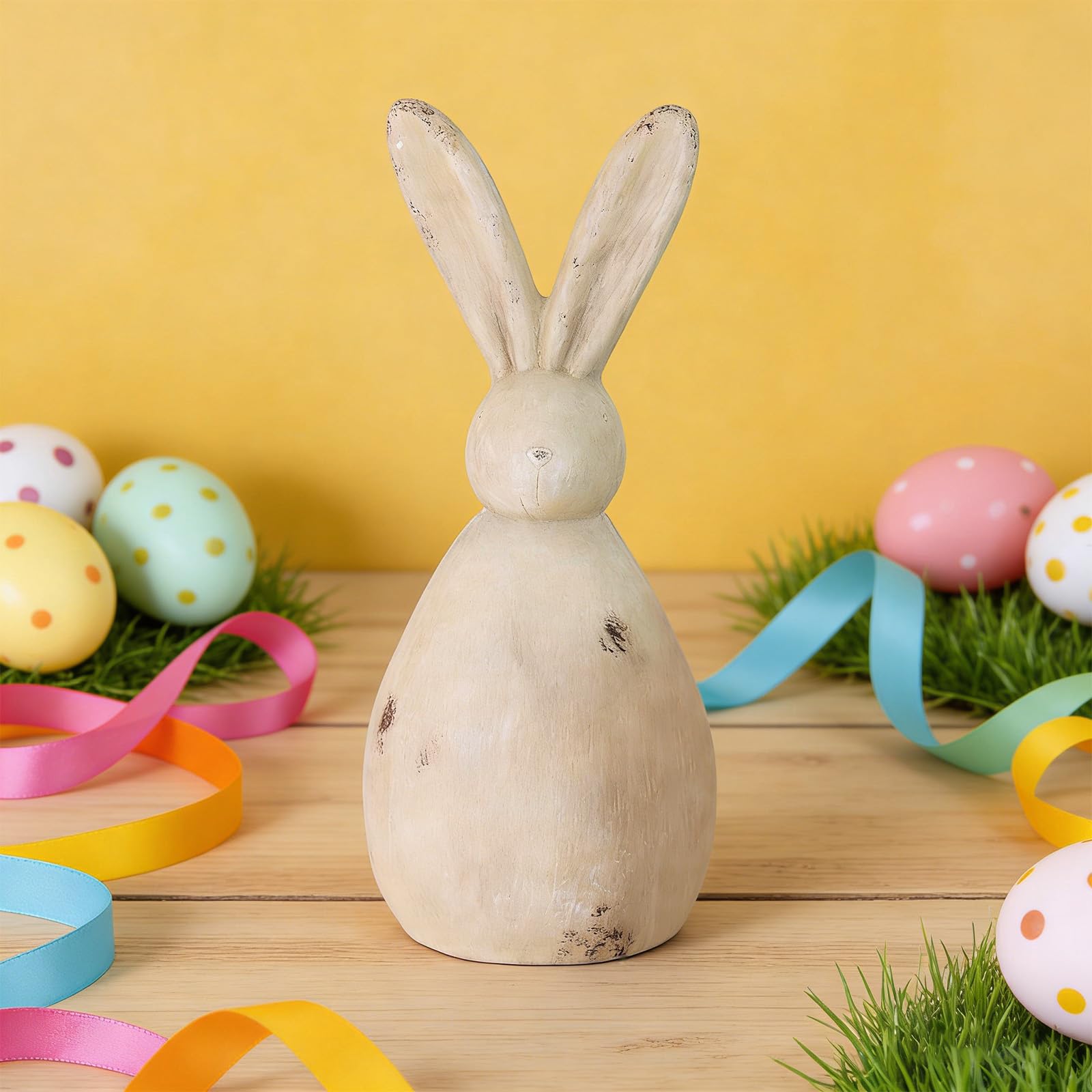 Juego de decoración de conejitos de resina envejecida para decoraciones de