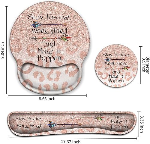 Miniatura 6 de Reposamuñecas para teclado y alfombrilla para mouse con soporte de muñeca, posavasos ergonómicos de gel para mouse con fácil escritura, alivio del