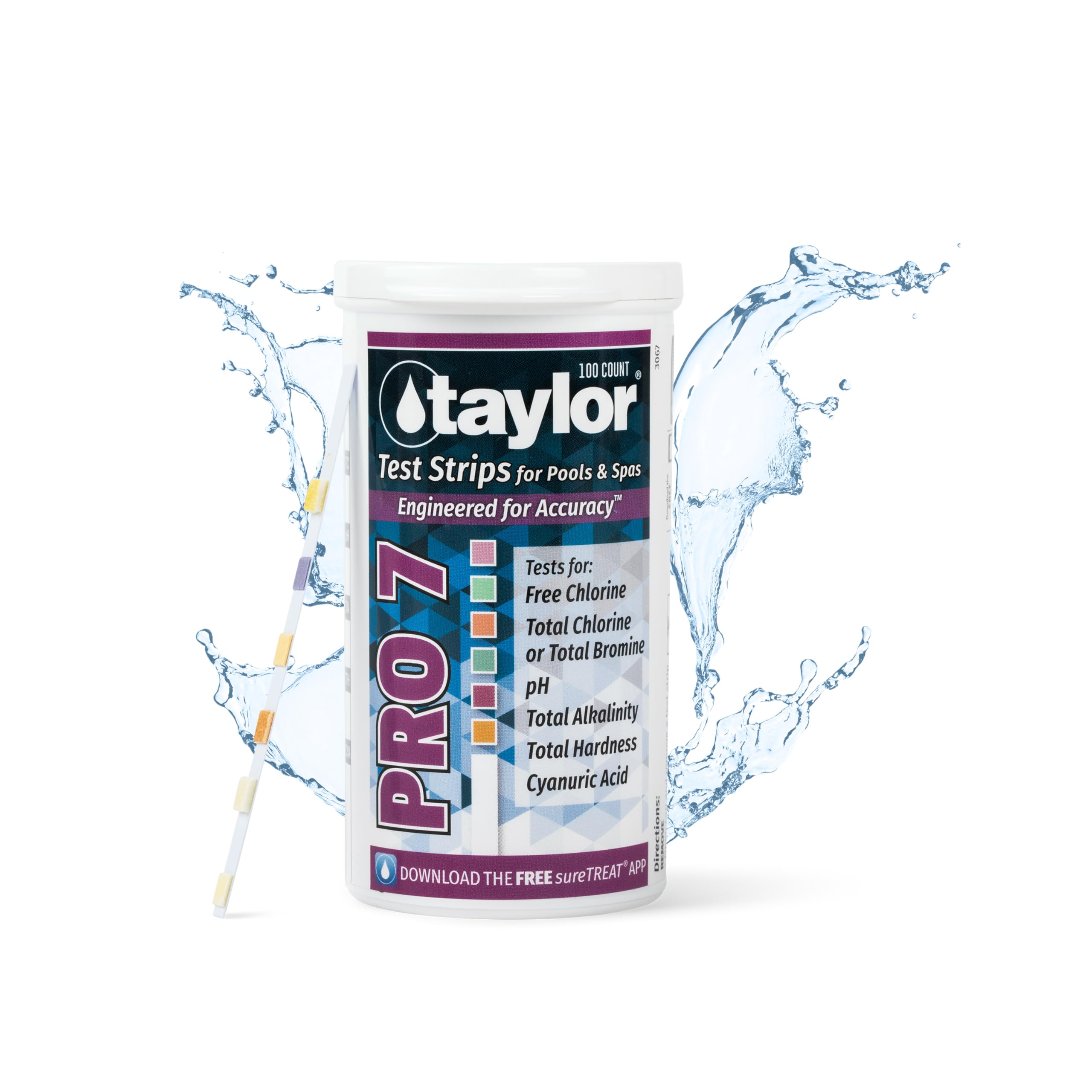 PRO 7 Test Strips for Chlorine Free, Total Chlorine/Bromine, pH, Alkalinity, Hardness, CYA (100/Jar)-image-10