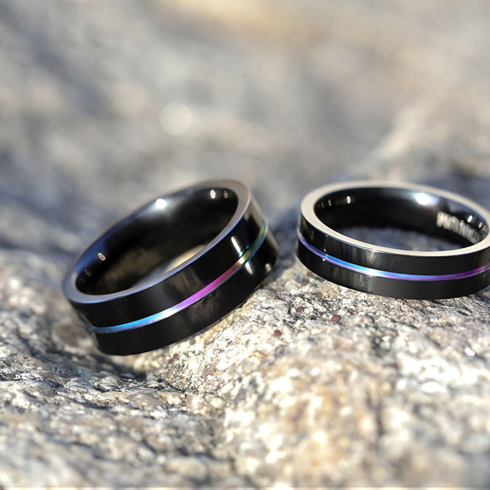 Grawerowany pierścionek ze stali tytanowej dla mężczyzn i kobiet, 5 mm/7 mm/9 mm okrągły z linią męski pierścionek złoty czarny