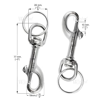 WICKED 316 Stainless Steel Swivel Eye Single Snap Bolt with Split Ring (3 (77mm) - 6 Pack)