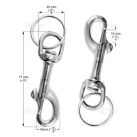 WICKED 316 Stainless Steel Swivel Eye Single Snap Bolt with Split Ring (3 (77mm) - 6 Pack)