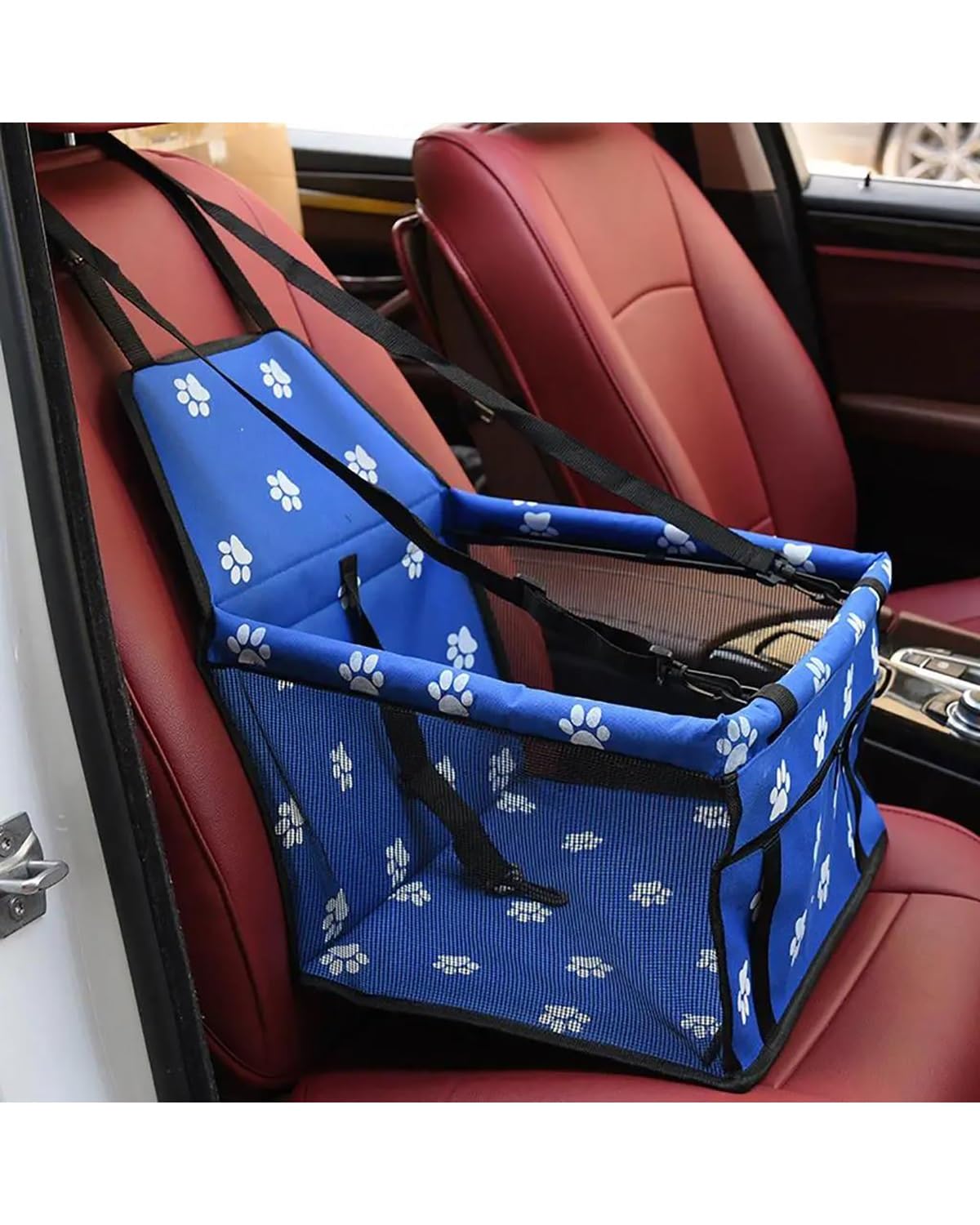 Hundesitze für Autos, Hundeautositz Hund Belüftet for Sitz Zwinger Haustier Auto Booster for Reisebox Mit Leine Hundesitz(Red)