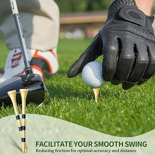 Miniatura 7 de Jadive Camisetas de golf de bambú de 3-14 pulgadas de largo establo de madera para actividades de golf, color natural y azul