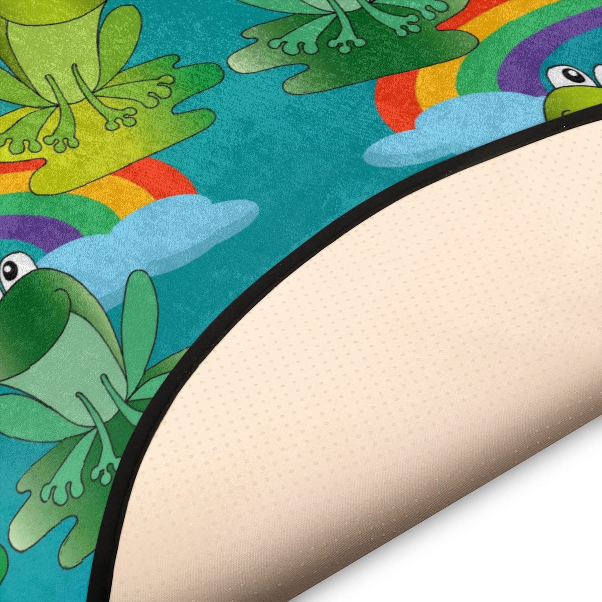 TropicalLife 'Love Rainbow Frogs' dywanik okrągły krótkie włosie żaby koło dywaniki do pokoju domu wewnątrz antypoślizgowa podłoga wewnętrzna mata dywan