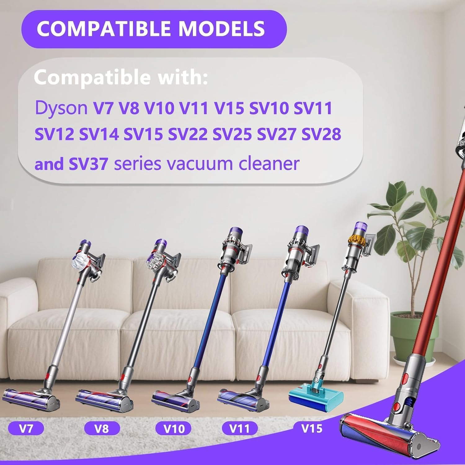 Softwalze Bodendüse für Dyson V7 V8 V10 V11 V15 SV10 SV11 SV12 SV14 SV15 Staubsauger, Elektrischer Soft Roller Bürste Aufsatz,Elektrischer Soft Roller Bürste Aufsatz für Harte Böden