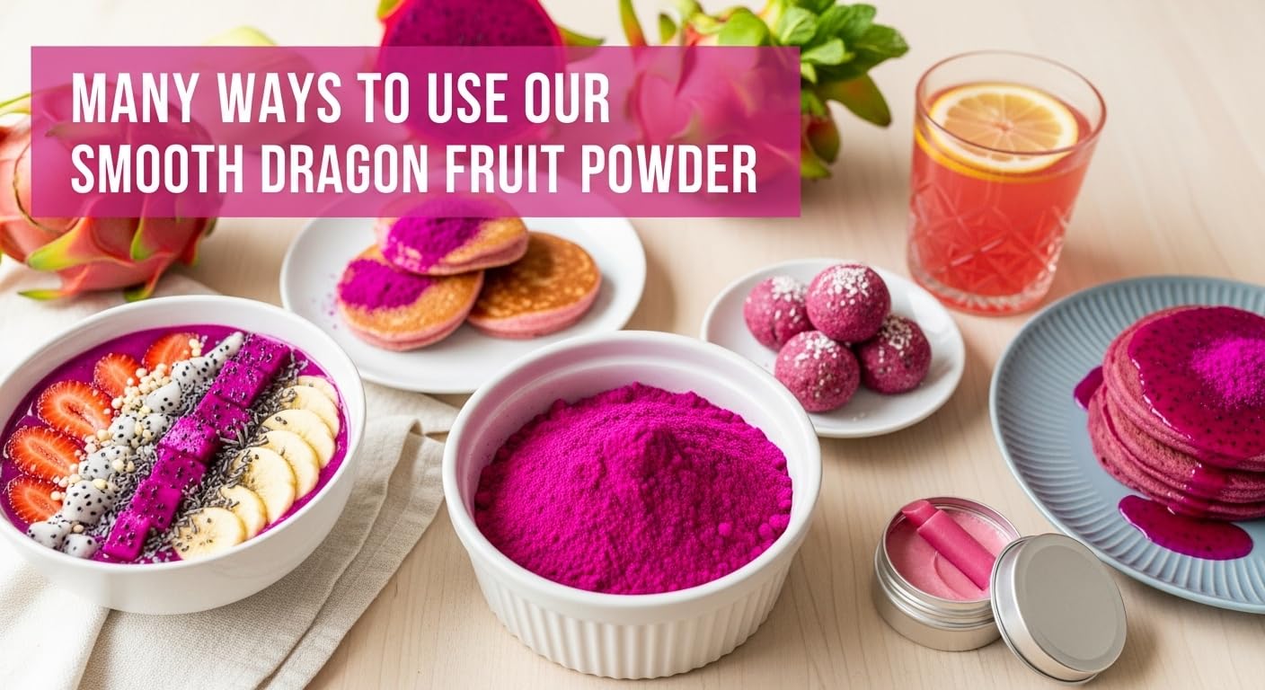 Indus Farms Red Dragon Fruit Powder (Pitaya Powder) – Vibrant Pink Color for Smoothies, Drinks & Baking – Fine Easy-Mix Powder for Natural Coloring & Syrups – GMO-Free, Vegan, 1 LB