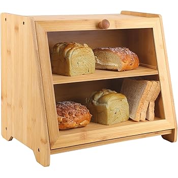 Amazon.de: Großer zweilagiger Bambus-Brotkasten für Küche