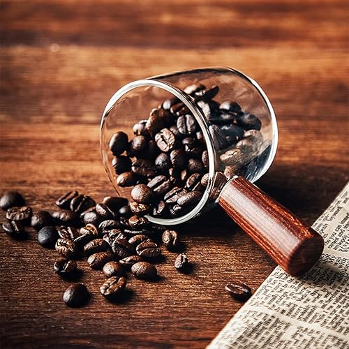 Miniatura 4 de Vaso de café expreso de una sola boquilla con mango de madera, taza medidora triple jarra de leche de repuesto para café barista, jarra de café y