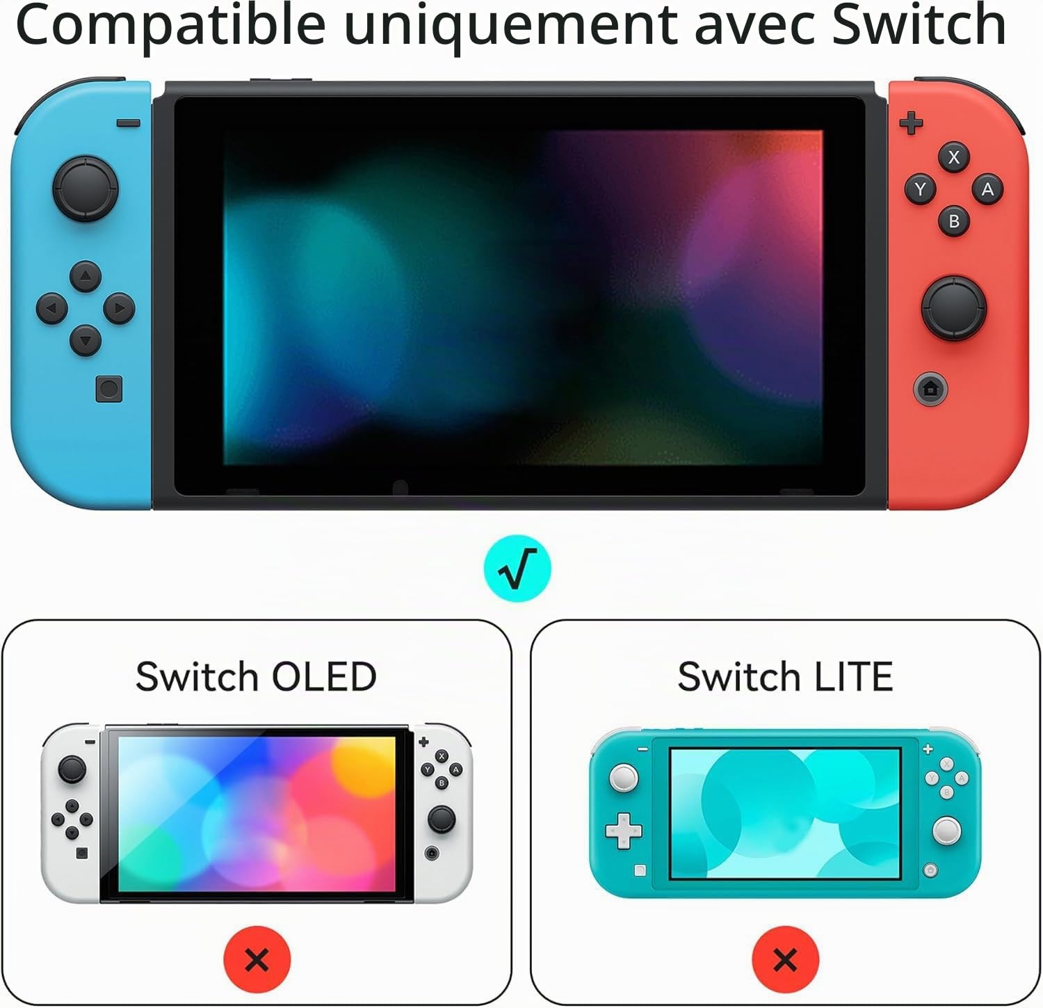 GeekShare Coque de Protection pour Switch Slim Cover Case Séparable en Silicone Souple Housse de Protection pour Joycon avec 2 Thumb Grip Caps, Sweetheart Skull