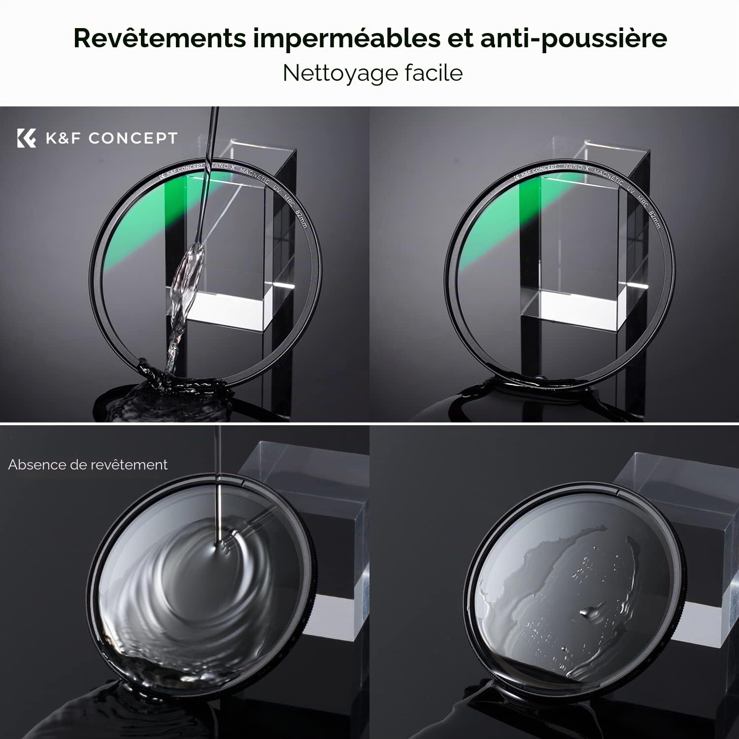 K&F CONCEPT Filtre UV 58mm Protection Magnétique et Bouchon Devant 2 en 1 | Installer Rapidement,Aimanté,HD,Nano-revêtement,Étanche,Résistant à l’huile et aux rayure,Cadre CNC Antidérapant,Nano-X,FG701