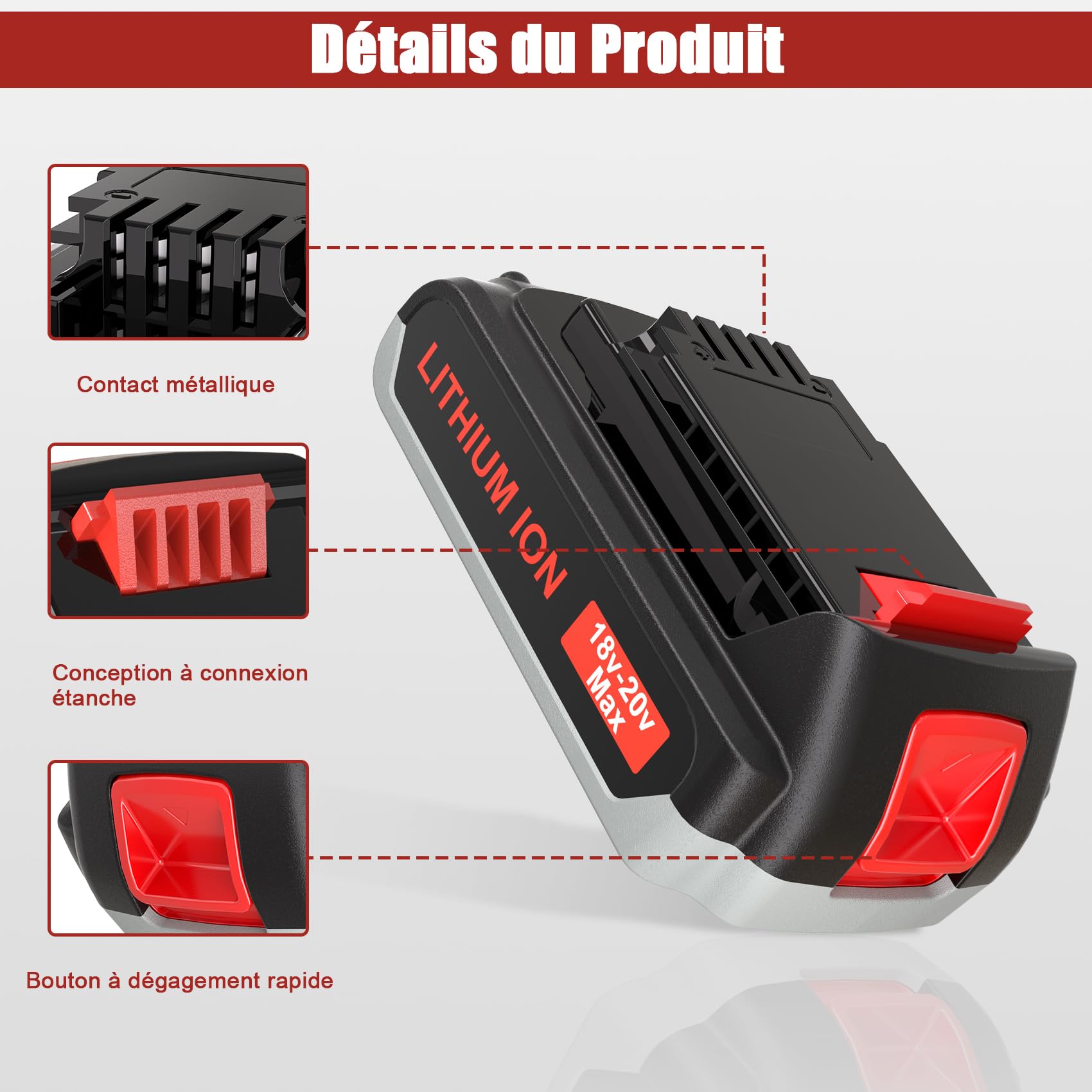 JYJZPB 2X Batterie de Remplacement pour Black & Decker 18V BL1518