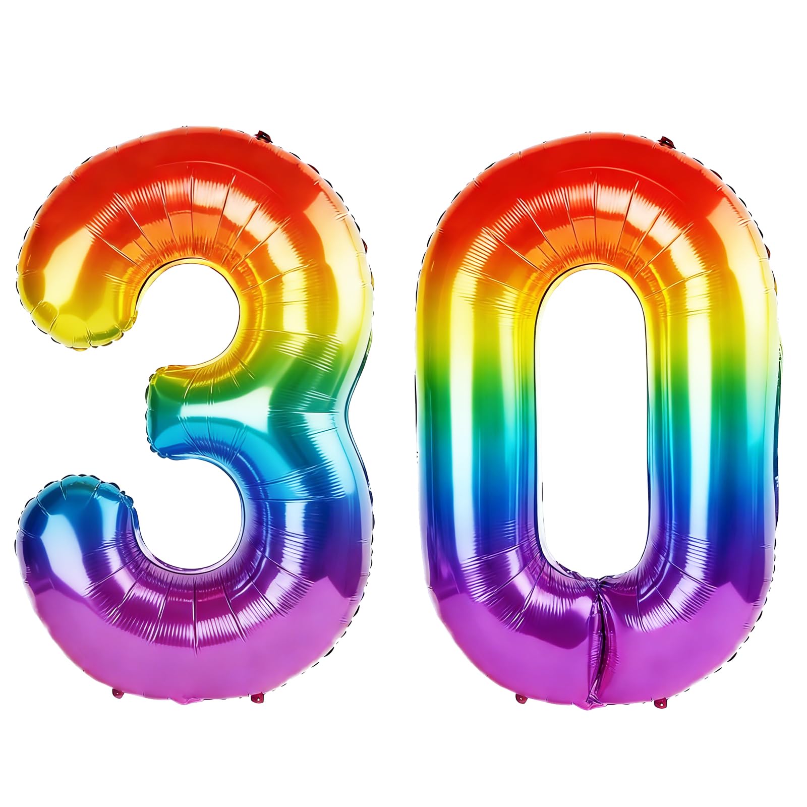 40 Inch Number 30 Balloons for 30th Birthday Party Decorations,0-100 Rainbow Large No.30 Digital Balloons for Women Men and Her Him, Helium Foil Number Balloons for Wedding Anniversary