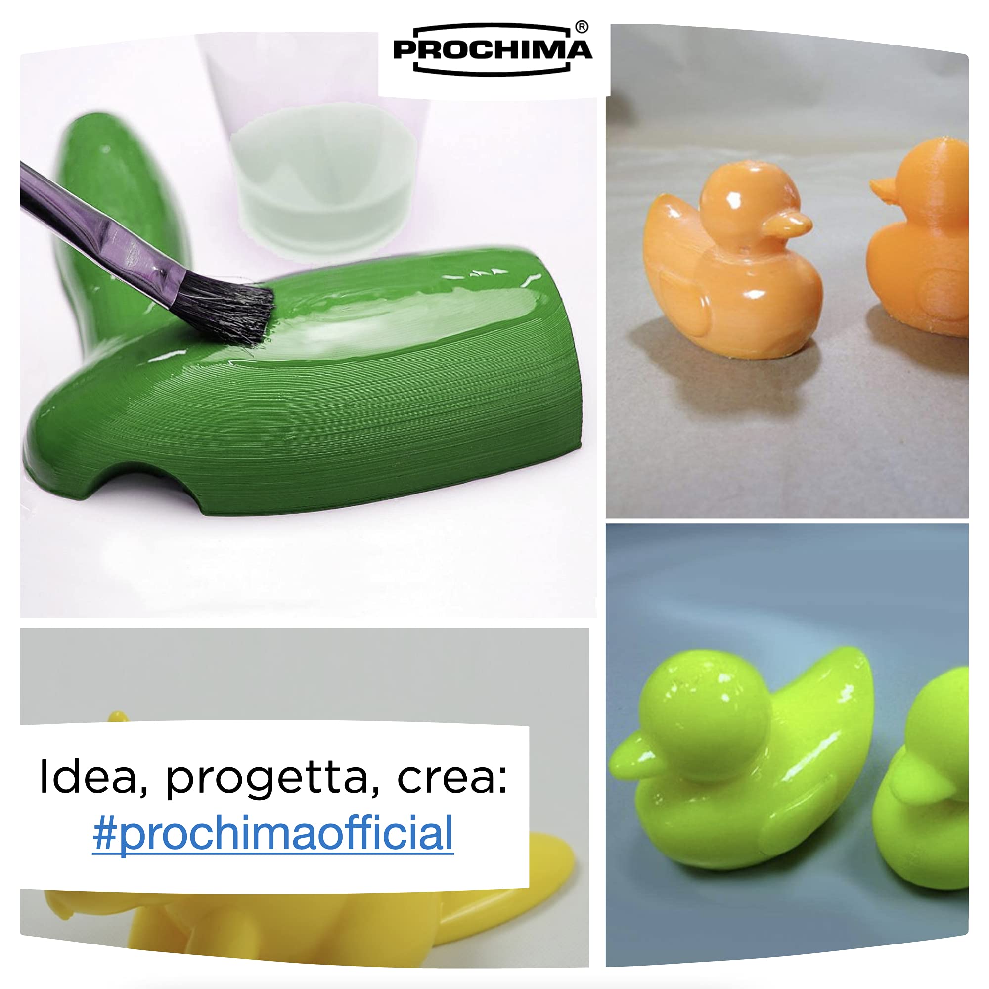 PROCHIMA, 3D Resin Printing Trasparente, Formulato Epossidico Bicomponente Esente da Qualsiasi Solvente, Ideale per Vetrificatura nelle Stampe 3D, Esche Artificiali, Oggettistica Generale, 650 gr