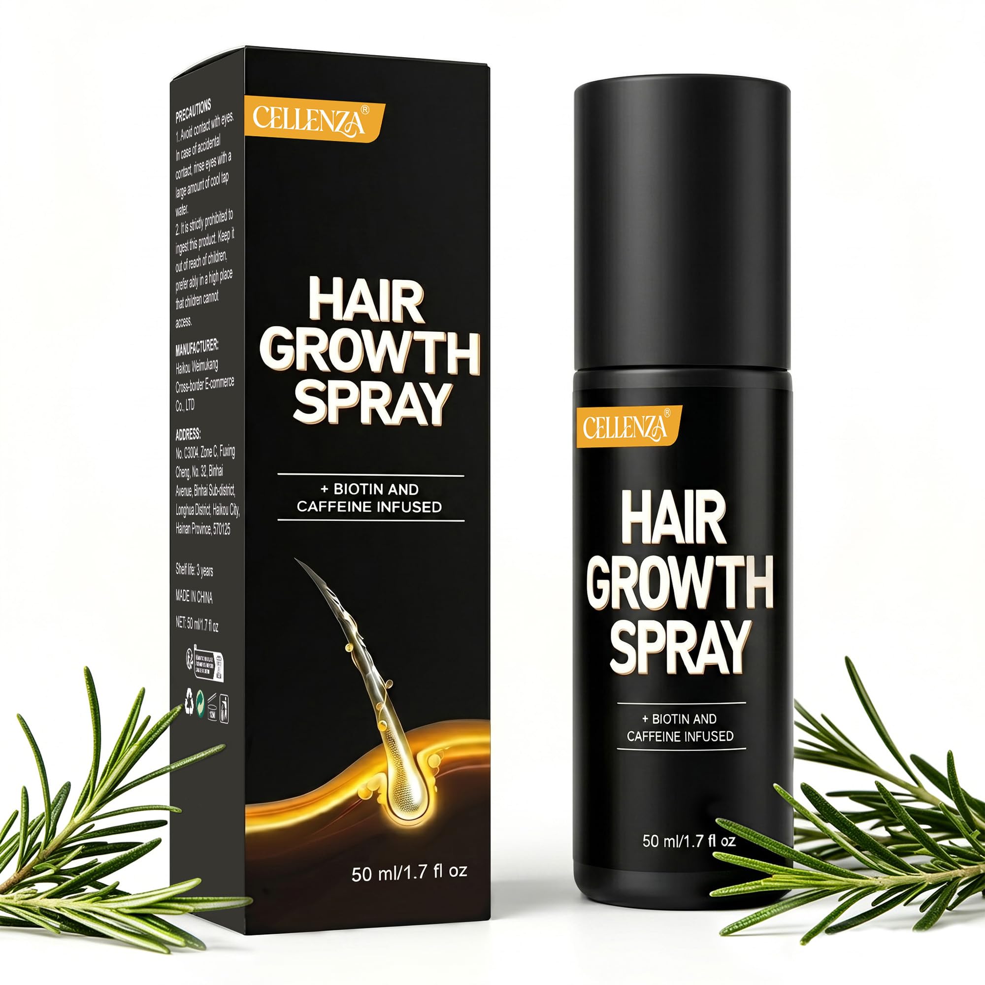 Hair Growth Serum for Women & Men, Hair Growth Spray with Rosemary & Biotin & Caffeine, Non-Greasy & Fast Absorbing Scalp Serum for Hair Thickening & Strengthening, 50ml 1 Fl Oz (Pack of 1)