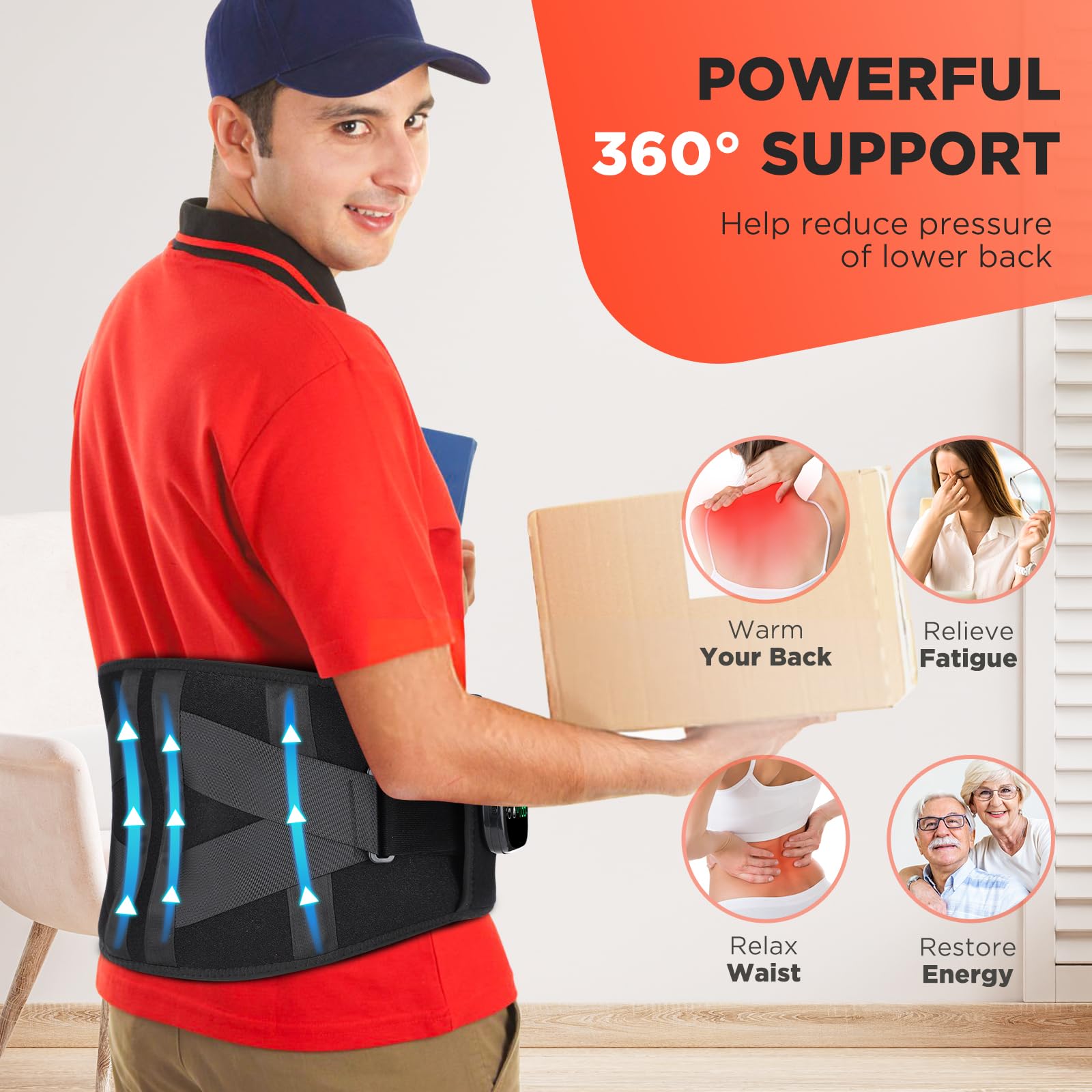 Ceinture chauffante-Massage abdominal-Coussin chauffant sans fil
