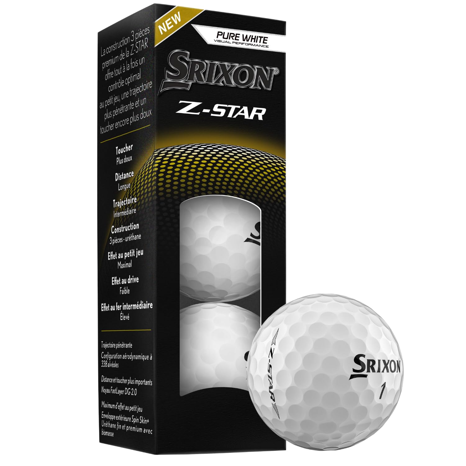 Srixon Z-Star 9 – Hochleistungs-Golfball | Extreme Reichweite & Spin | FastLayer DG Core 2.0 Kern | Spin Skin+ Beschichtung | Weiche Kontrolle & Haptik | Erhältlich in Weiß & Tour Gelb