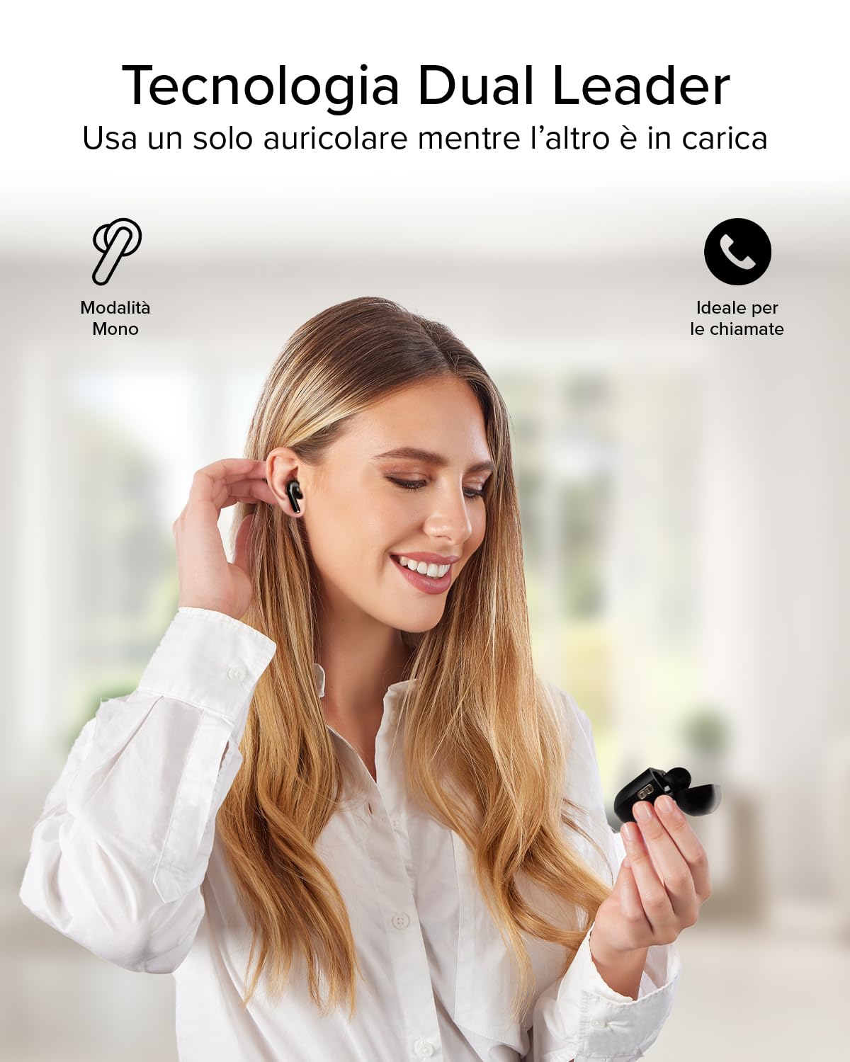 SBS Air Kab Max TWS Cuffie Auricolari In-Ear True Wireless Stereo | Custodia con Ricarica Wireless, Hall Switch, Dual Leader, Comandi Touch, per Smartphone, Tablet, Laptop, Autonomia 5h, Nero