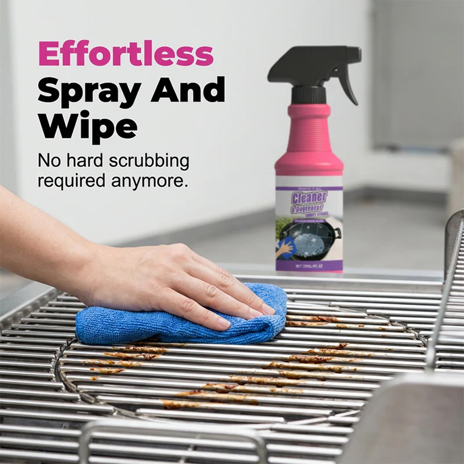 Fast-Acting Heavy-Duty Grill Degreaser Spray, 120ml BBQ Grill Cleaner, 𝐆rill and Smoker Cleaner and Degreaser, 𝐆rill 𝐂leaner for Outdoor Grills, Heavy Duty for Burnt Food & Grease (2 PCS) — view 3