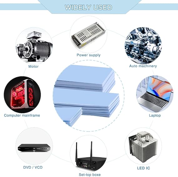 VooGenzek 15 PCS Assorted Thickness 0.5/1/1.5 mm Silicone Thermal Pad with 6.0 W/mk Thermal Conductivity, Reusable Thermal Conductive Silicone Pad, for SSD CPU GPU LED IC Chipset Cooling